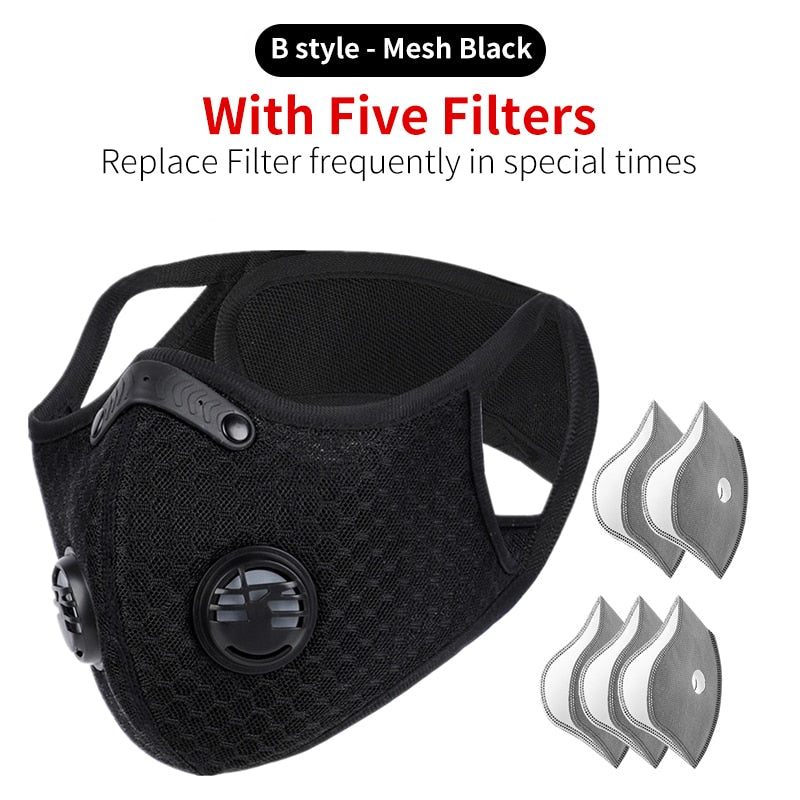 Outdoor activities/Sports/Cycling Activated Carbon PM2.5 Anti-Dust Face Mask W/ Filters