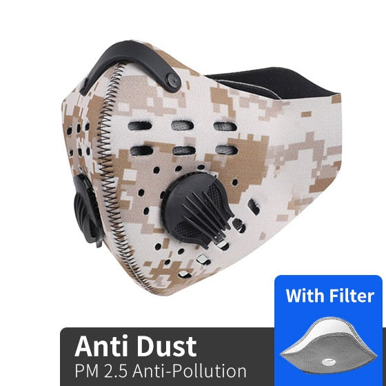Outdoor activities/Sports/Cycling Activated Carbon PM2.5 Anti-Dust Face Mask W/ Filters
