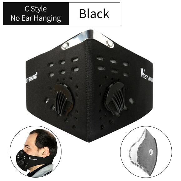 Outdoor activities/Sports/Cycling Activated Carbon PM2.5 Anti-Dust Face Mask W/ Filters