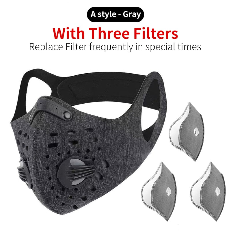 Outdoor activities/Sports/Cycling Activated Carbon PM2.5 Anti-Dust Face Mask W/ Filters