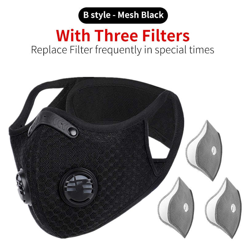 Outdoor activities/Sports/Cycling Activated Carbon PM2.5 Anti-Dust Face Mask W/ Filters