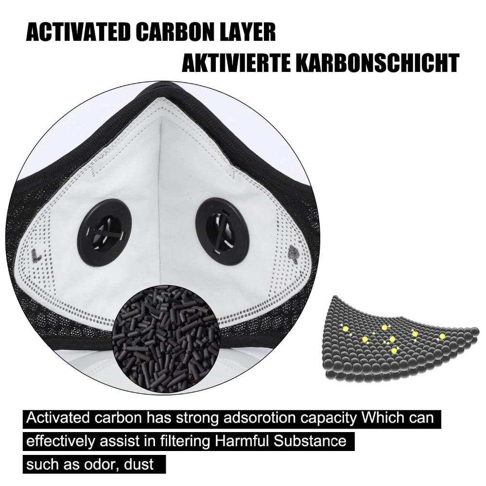 Outdoor activities/Sports/Cycling Activated Carbon PM2.5 Anti-Dust Face Mask W/ Filters