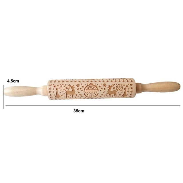 Christmas Embossing Rolling Pin